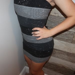 BEBE  Stunning Black and Grey Sequence Dress